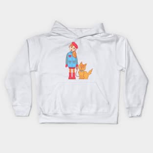 Girl and puppy Kids Hoodie